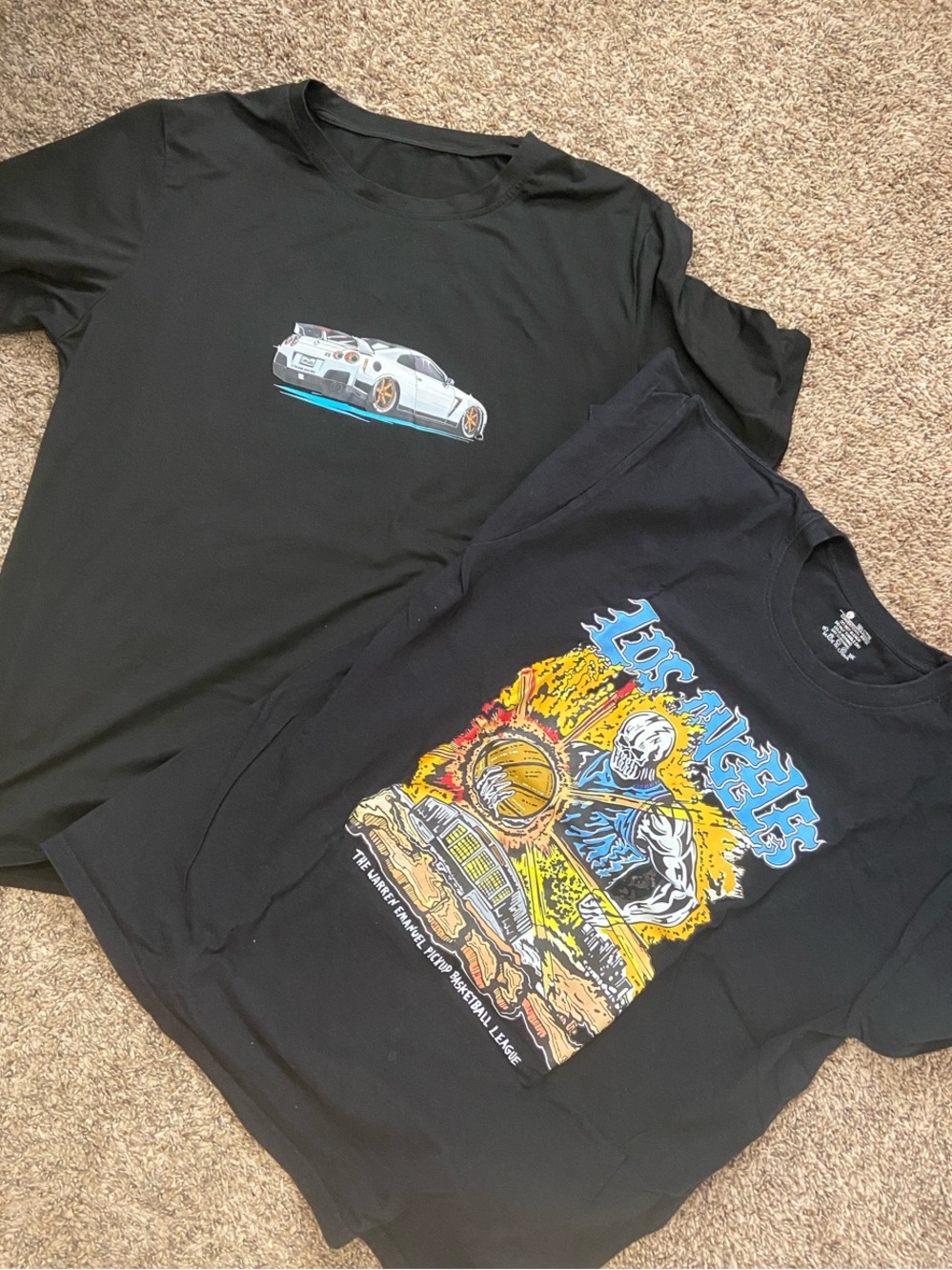 ☀️ 🎃 ✏️ Black Graphic T-Shirt with Car and LA Designs